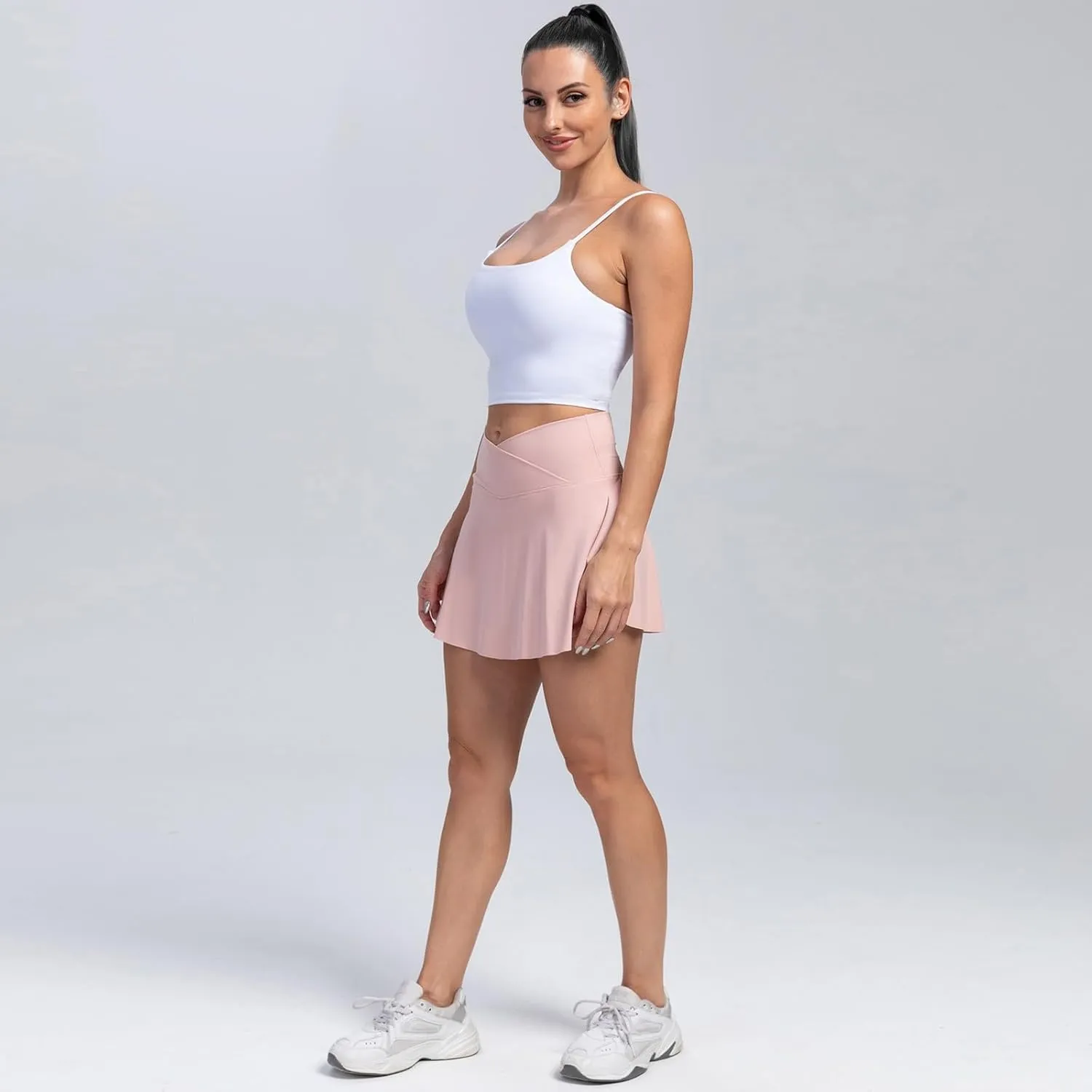 Women's Summer Athletic Loose Trendy Quick Dry Elastic High Waist Solid Color Yoga Fitness Tennis Skirts 2025, S-2XL