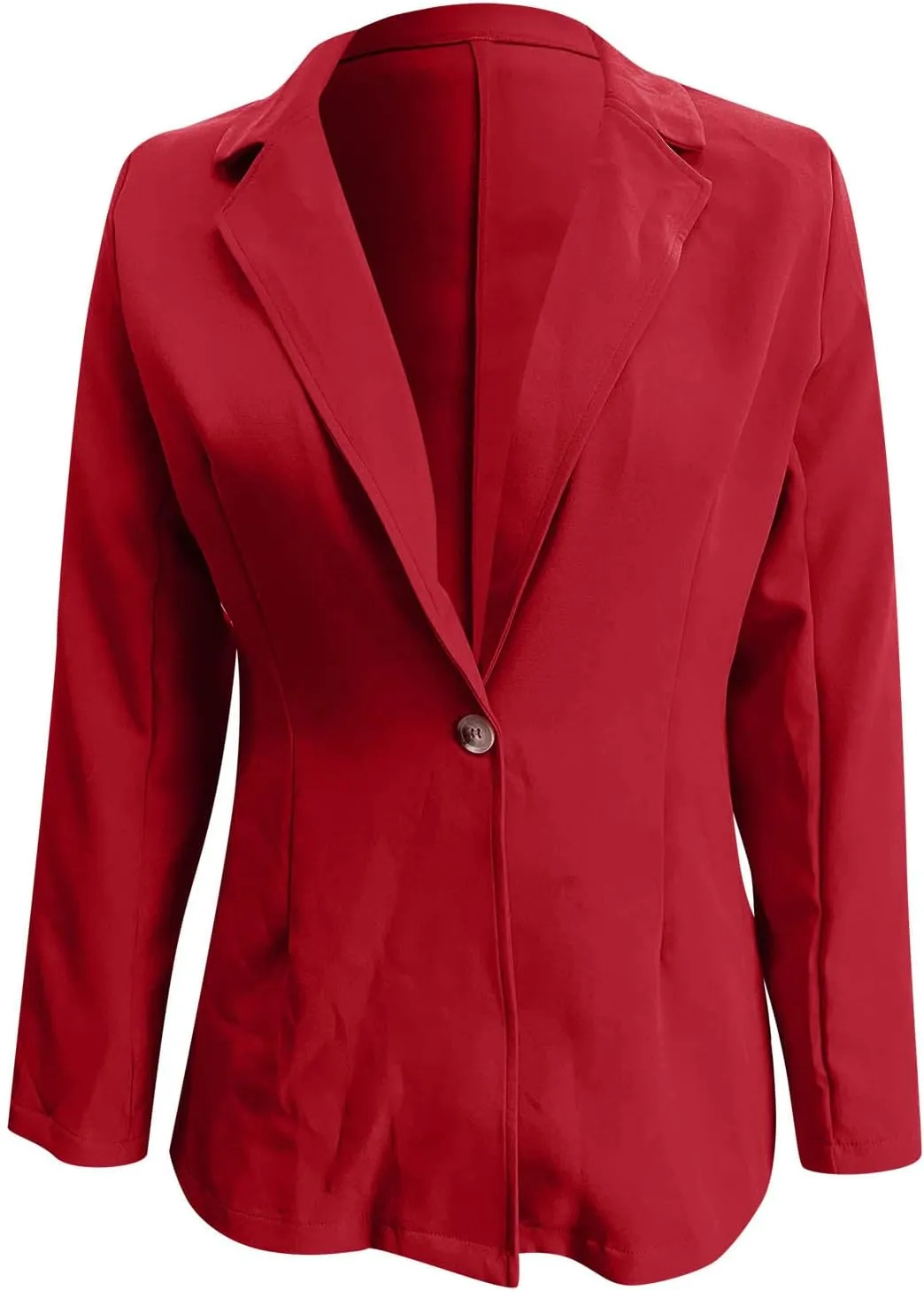 Women's Summer Blazer Button Long Sleeve Lapel Dressy Casual Business Convenient Solid Color Stylish Lightweight