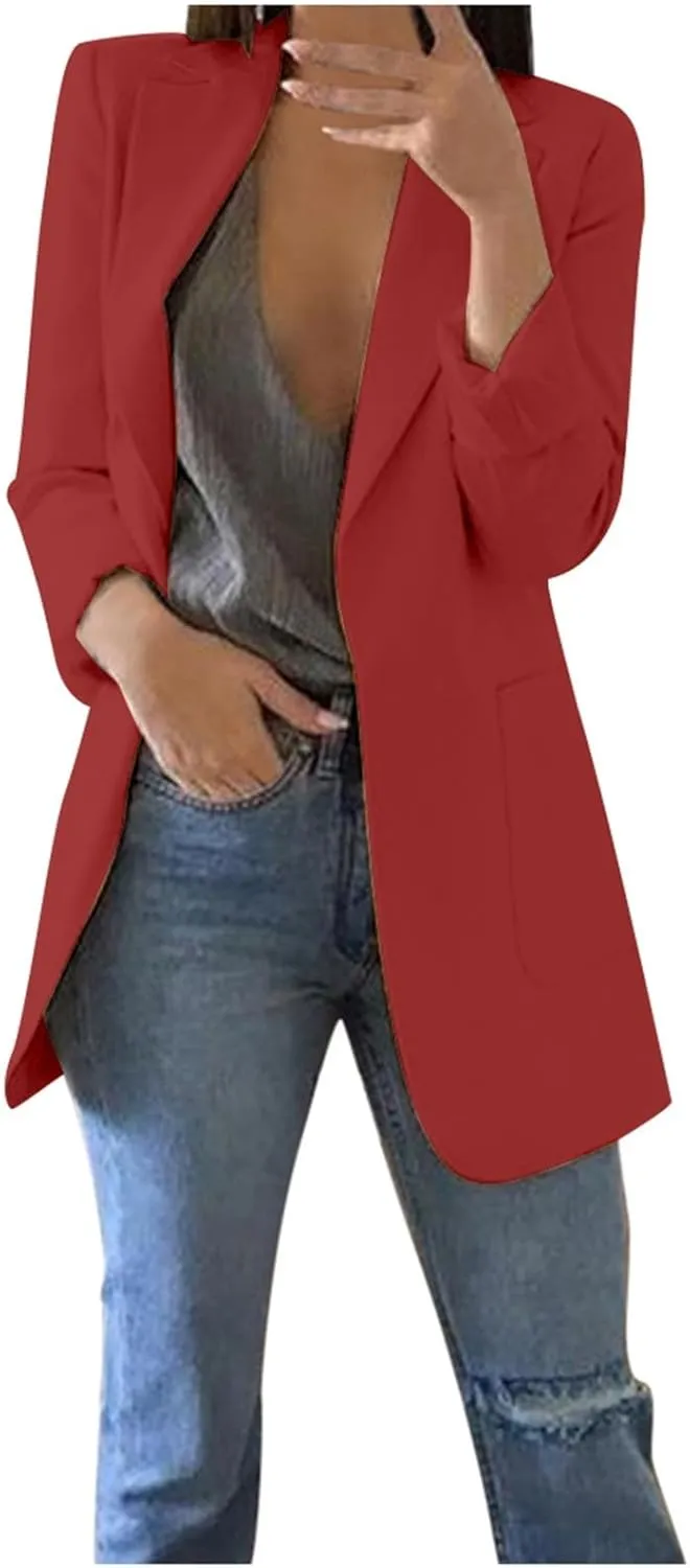 Women's Summer Blazer Lapel Sleeveless Pocket Dressy Casual Business Outdoor Solid Color Stylish Lightweight