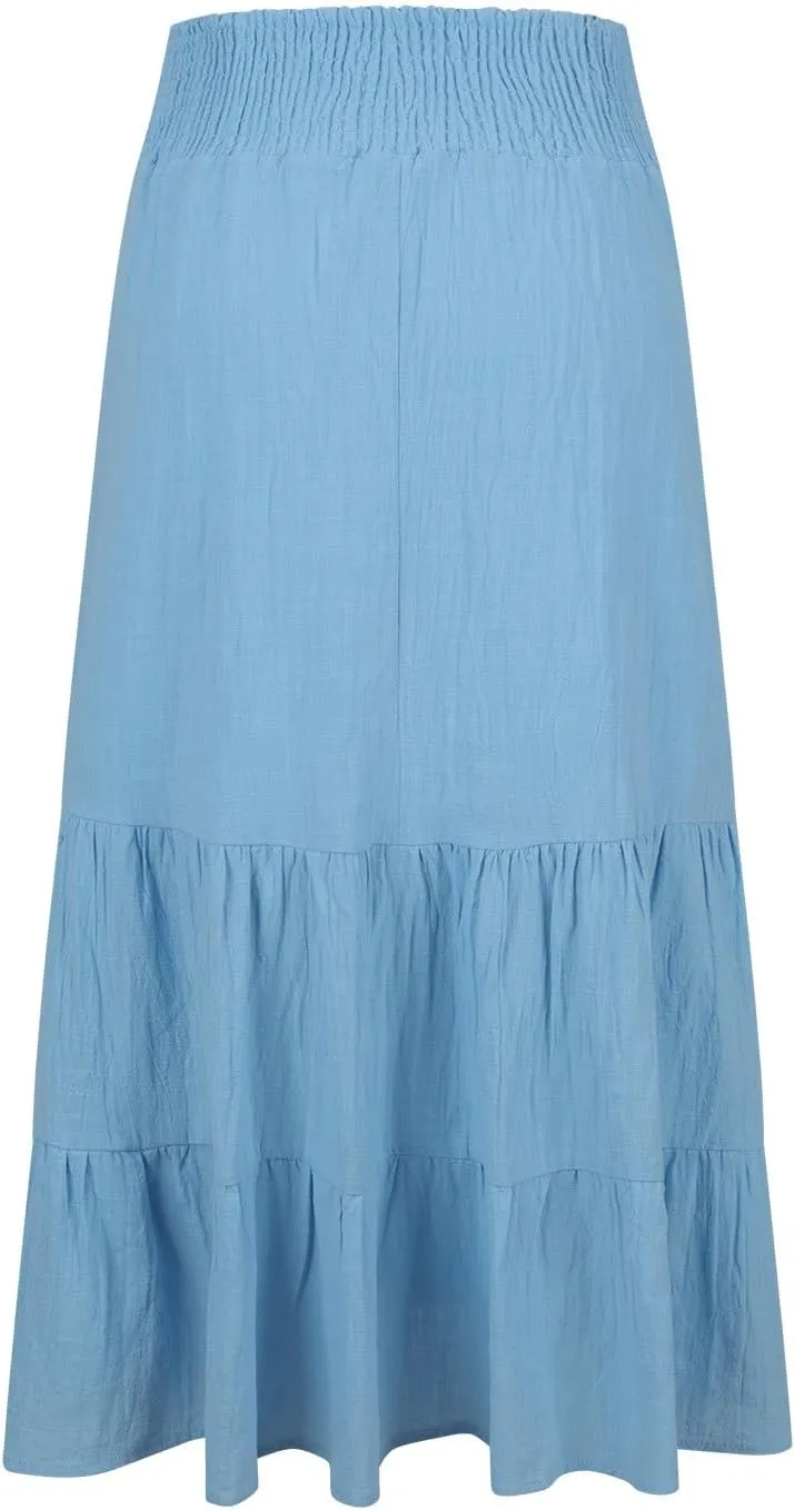 Women’s Summer Boho Skirts Ruffle Flowy Swing Tiered A-Line Maxi Skirt Elastic Waist Cute Beach Dress 2025 Trendy
