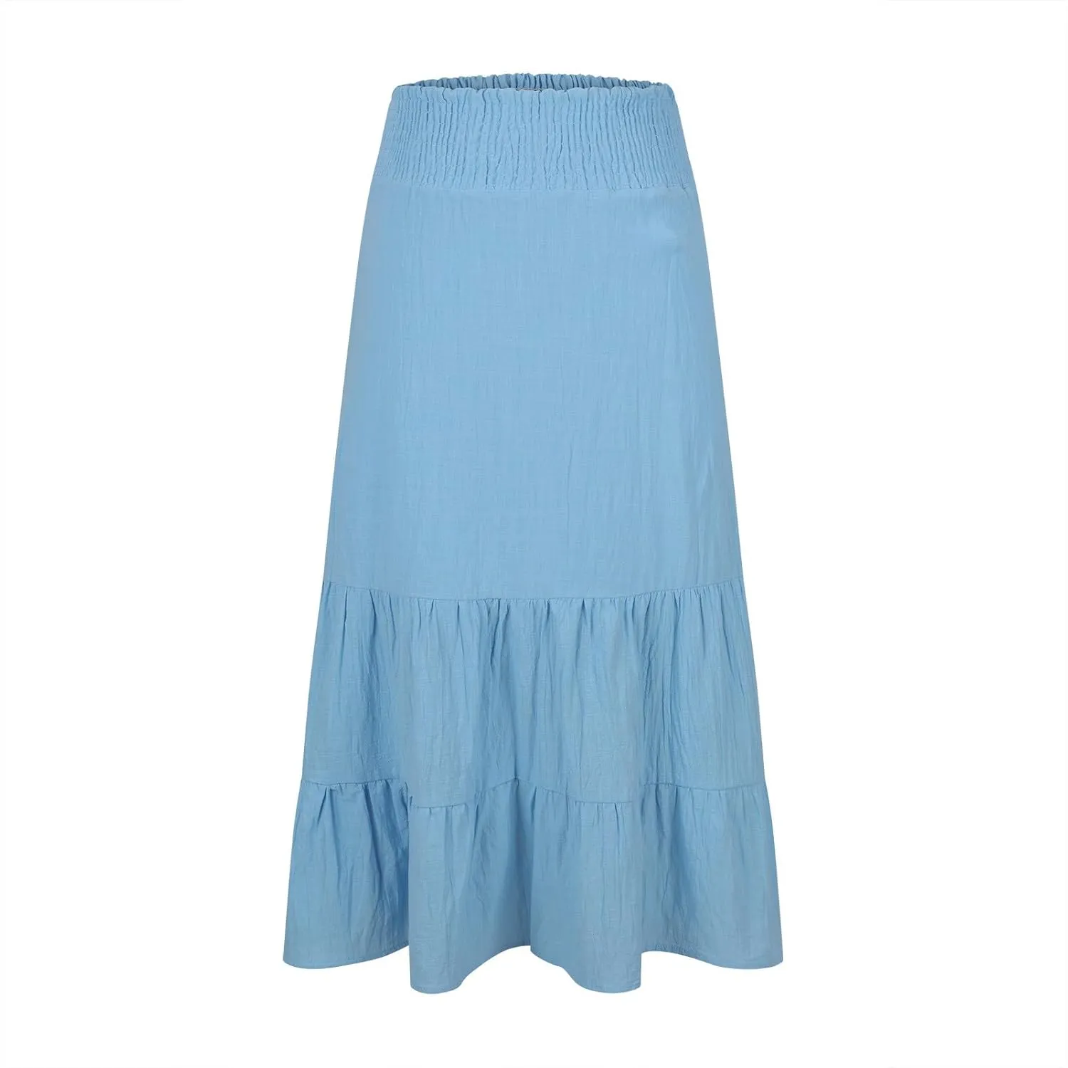 Women’s Summer Boho Skirts Ruffle Flowy Swing Tiered A-Line Maxi Skirt Elastic Waist Cute Beach Dress 2025 Trendy