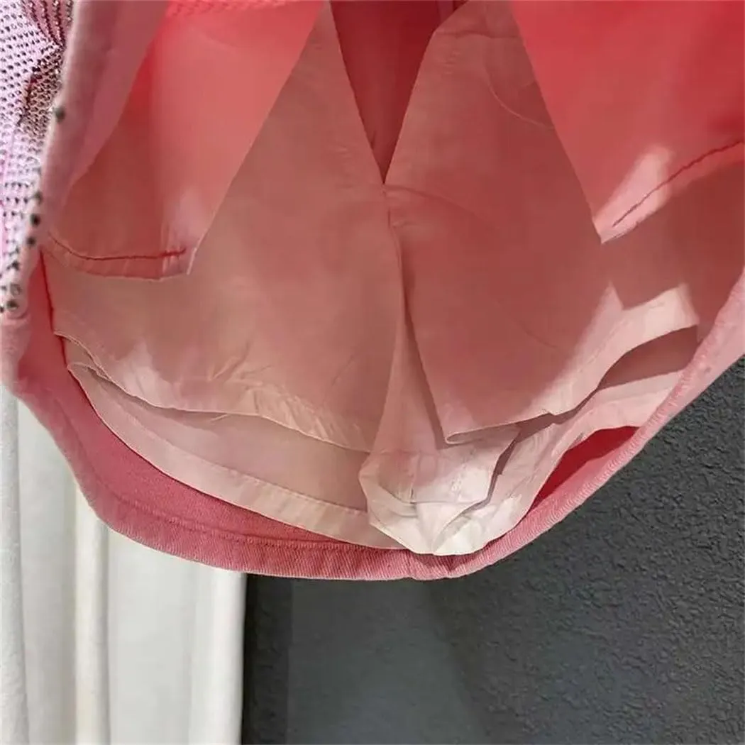 Women's Summer Denim Skirt Diamonds Splice High Waist Slim Wrap Hip Skirt with Breathable Lining